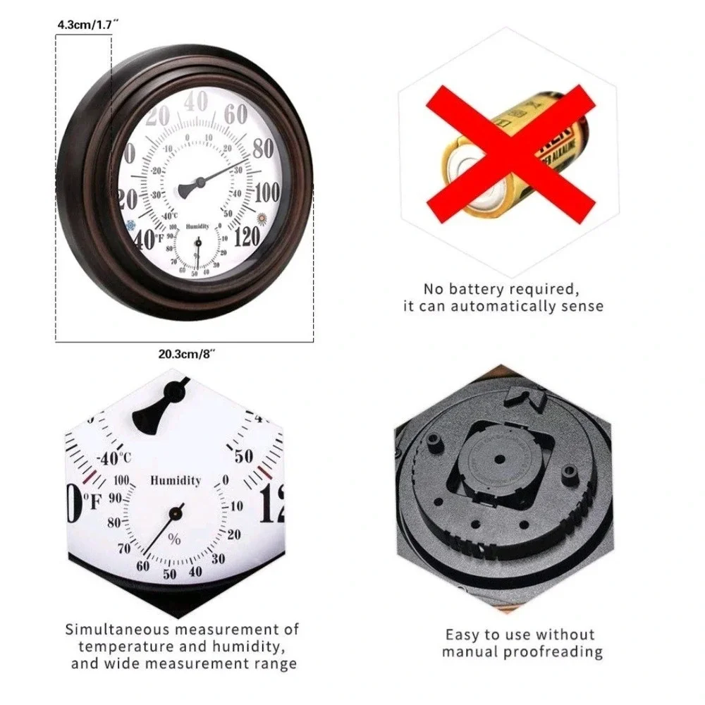 Indoor Outdoor Wall Thermometer Hygrometer 8